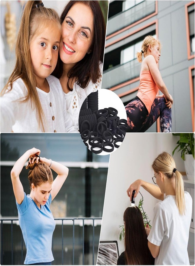 MISSJOJIAY ربطات شعر مرنة للبنات، 200 قطعة، لون أسود ناعم، مناسبة للشعر المتوسط، إكسسوارات شعر للنساء، مثالية للضفائر وذيل الحصان وغيرها، سهلة الاستخدام، ربطات شعر مرنة بدون ألم - Image 5